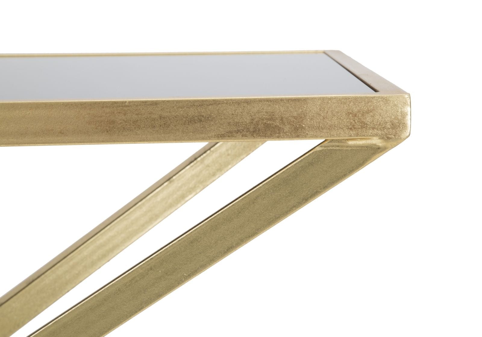 Consola din metal si sticla Piramid Auriu / Negru, l130xA40xH75 cm (5)