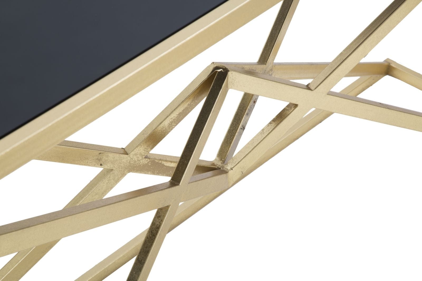 Consola din metal si sticla Piramid Auriu / Negru, l130xA40xH75 cm (6)