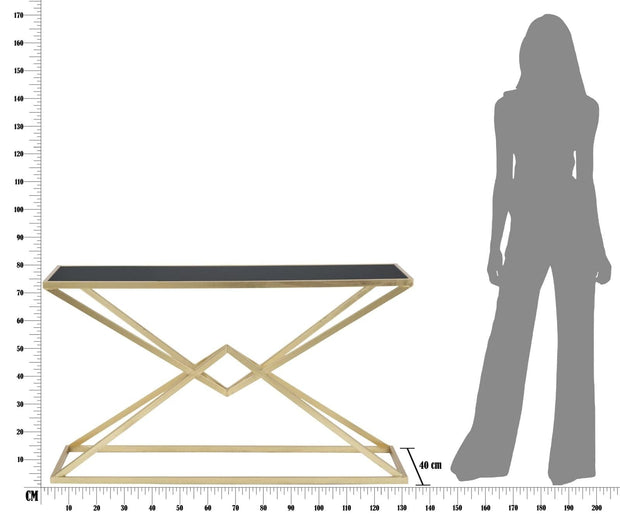 Consola din metal si sticla Piramid Auriu / Negru, l130xA40xH75 cm (9)