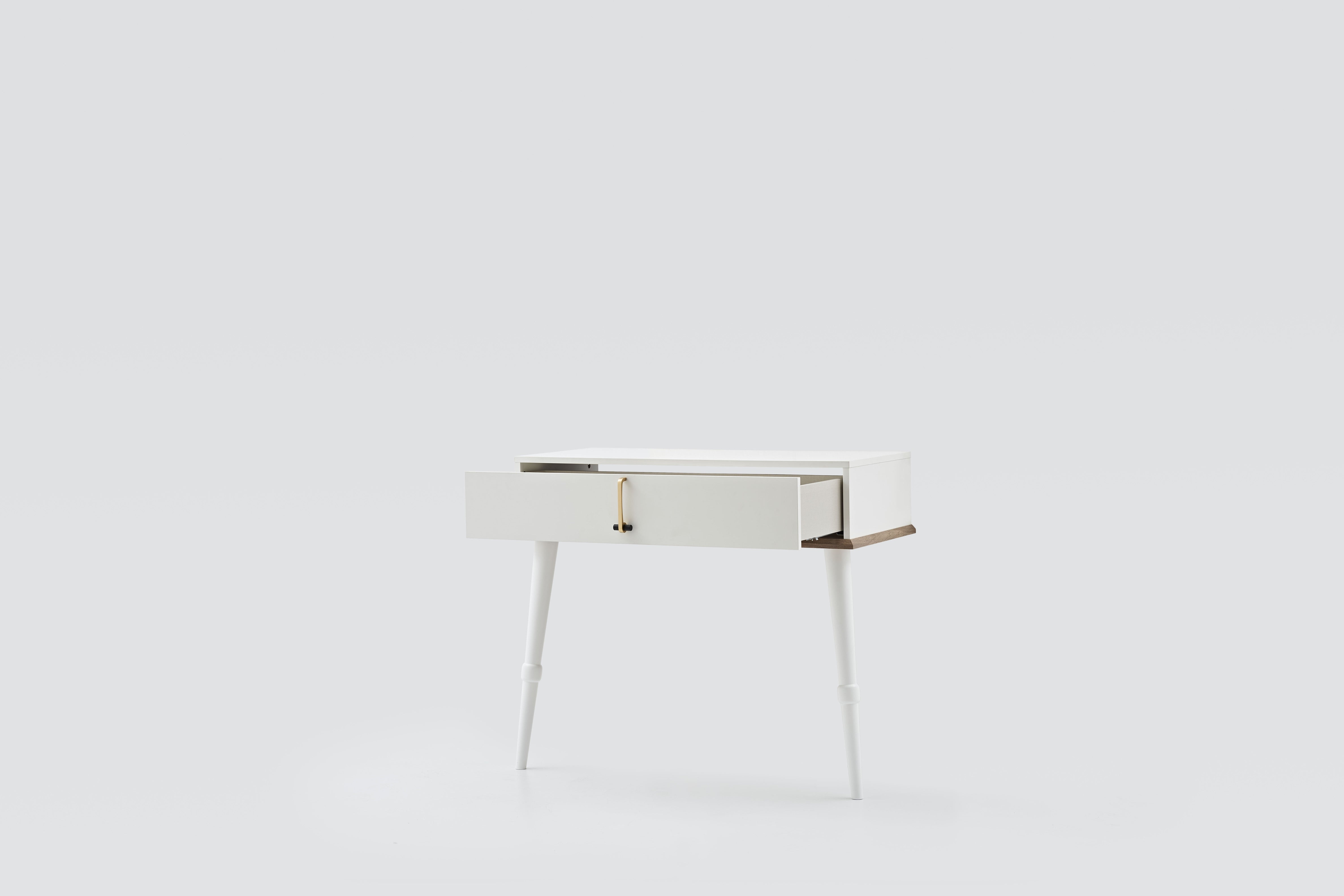 Consola din pal, cu 1 sertar, Larina Alb / Natur, l106,8xA48xH90,8 cm (3)