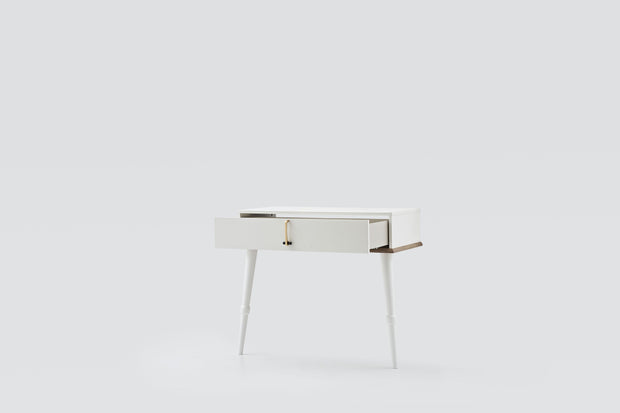 Consola din pal, cu 1 sertar, Larina Alb / Natur, l106,8xA48xH90,8 cm (3)