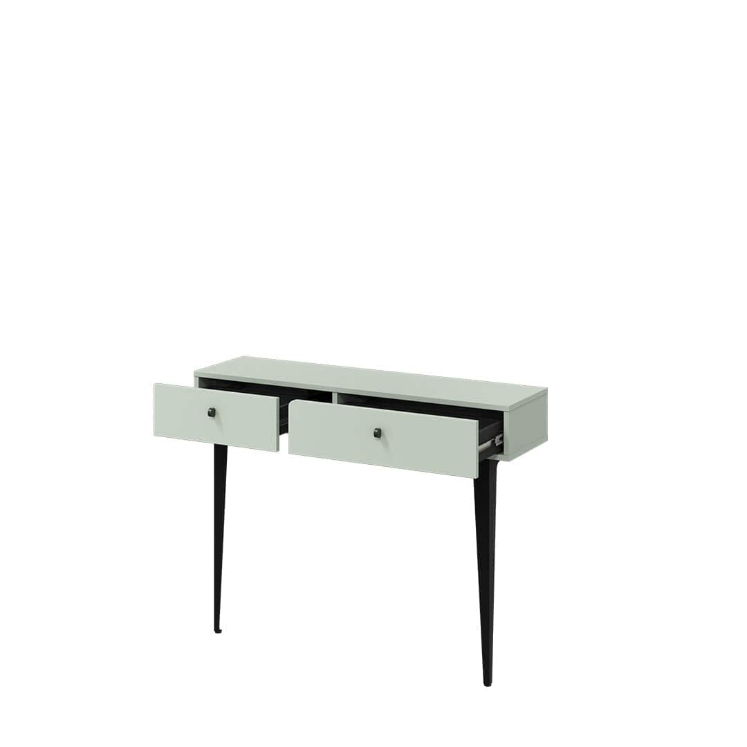 Consola din pal cu 2 sertare, Colours CS 07 Sage Mat / Negru, l105xA30xH80 cm (4)