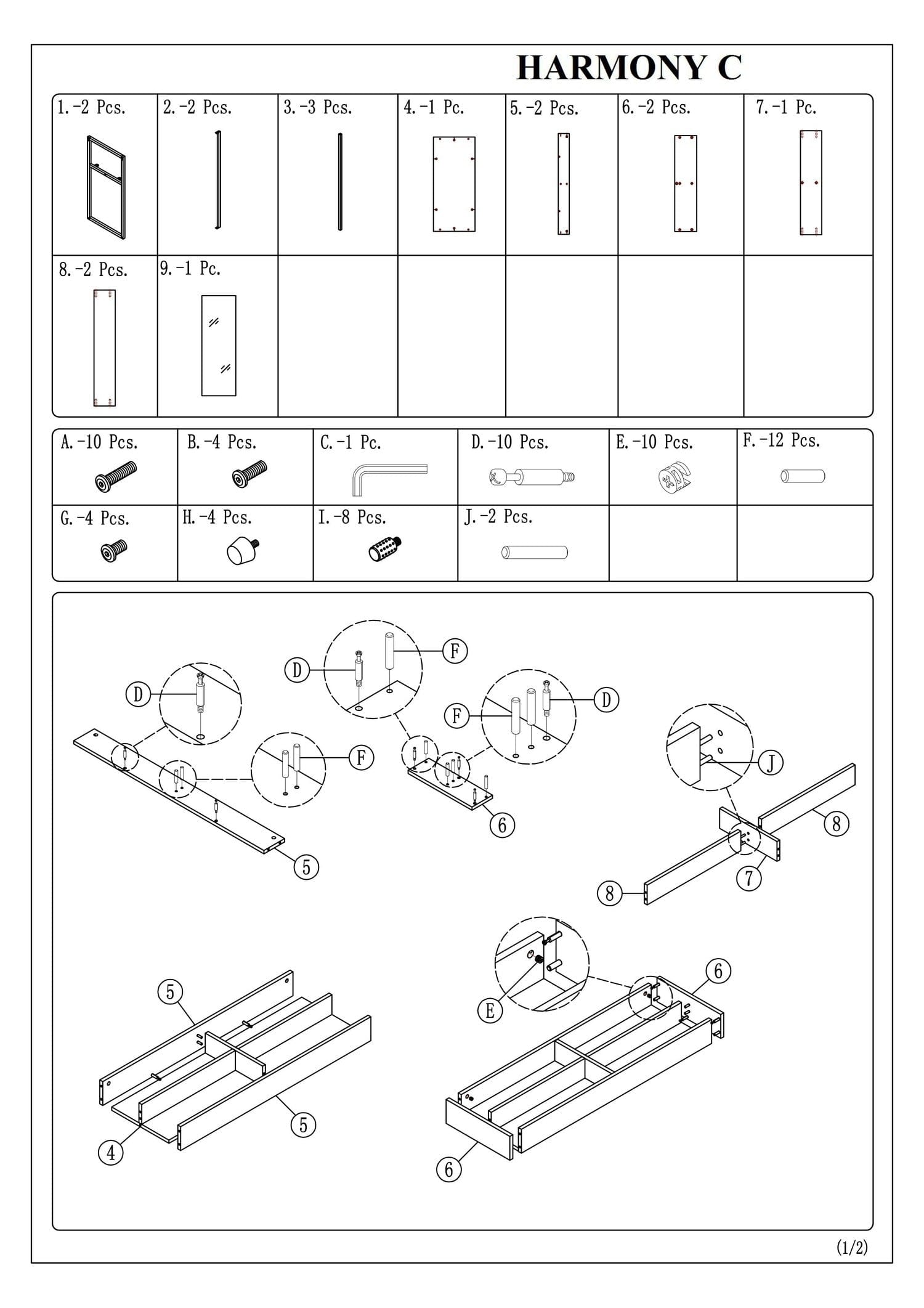 Consola din sticla, pal si metal, Harald C Nuc / Negru, l110xA40xH80 cm (2)
