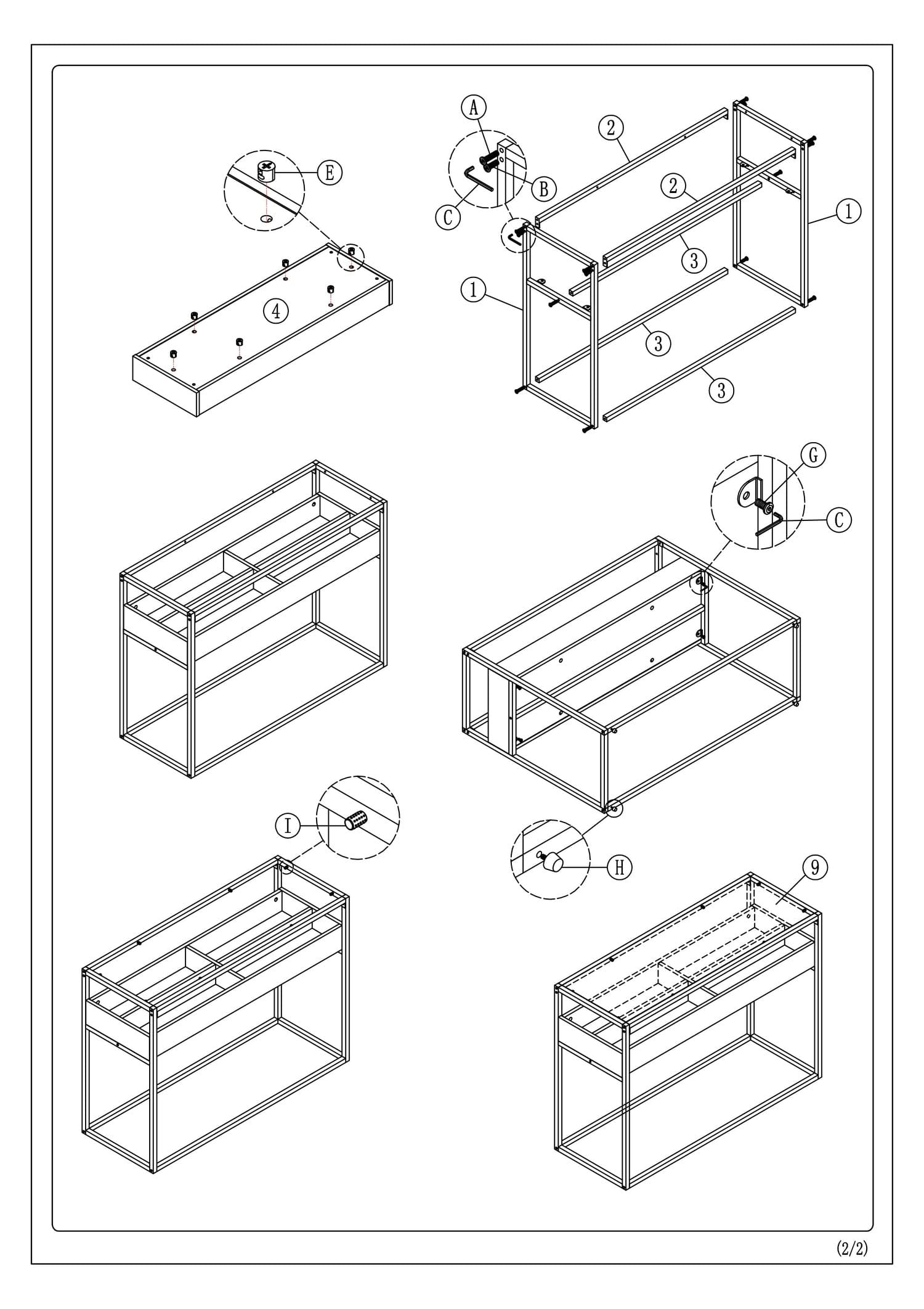 Consola din sticla, pal si metal, Harald C Nuc / Negru, l110xA40xH80 cm (3)