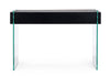 Consola din sticla si MDF, cu 2 sertare, Line Transparent / Negru / Natural, l110xA40xH75 cm (2)