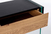 Consola din sticla si MDF, cu 2 sertare, Line Transparent / Negru / Natural, l110xA40xH75 cm (5)