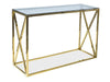 Consola din sticla si metal, Elisabett C Fumuriu / Auriu, l120xA40xH78 cm