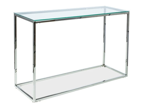 Consola din sticla si metal, Hillda C Transparent / Crom, l120xA40xH78 cm