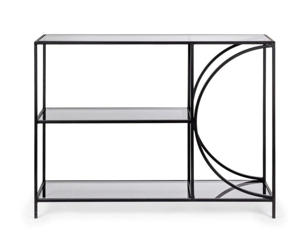 Consola din sticla si metal, Korvet Negru, l102xA31xH79 cm (1)