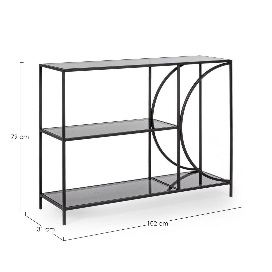 Consola din sticla si metal, Korvet Negru, l102xA31xH79 cm (3)