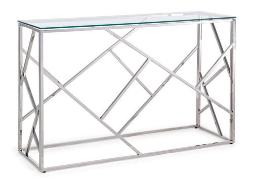 Consola din sticla si metal, Rayan Transparent / Crom, l120xA40xH78 cm