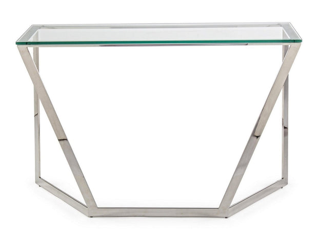 Consola din sticla si metal, Saphira II Transparent / Argintiu , l120xA40xH80 cm (3)