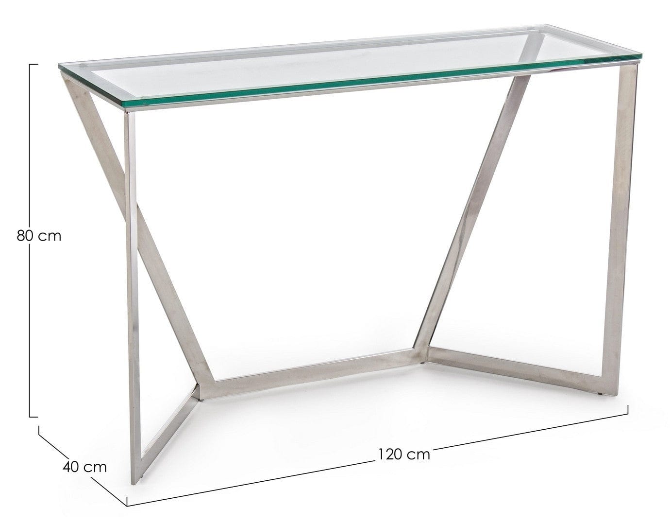 Consola din sticla si metal, Saphira II Transparent / Argintiu , l120xA40xH80 cm (6)