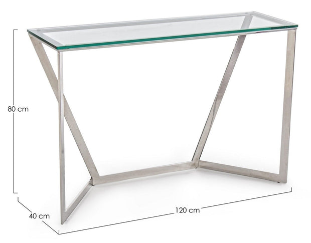 Consola din sticla si metal, Saphira II Transparent / Argintiu , l120xA40xH80 cm (6)