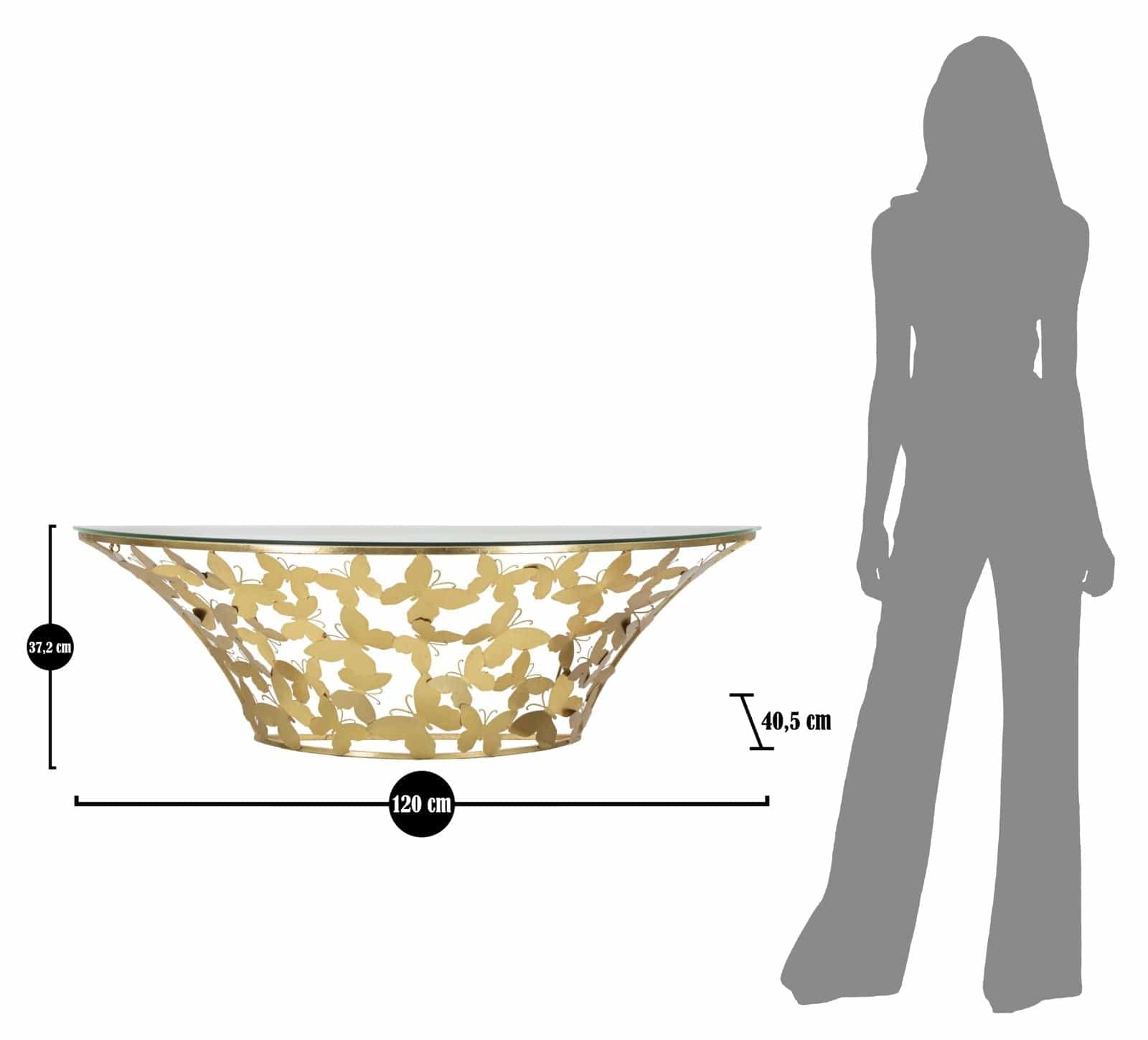 Consola suspendata din metal si sticla, Butterflies Small Auriu, l120xA40,5xH37,2 cm (6)