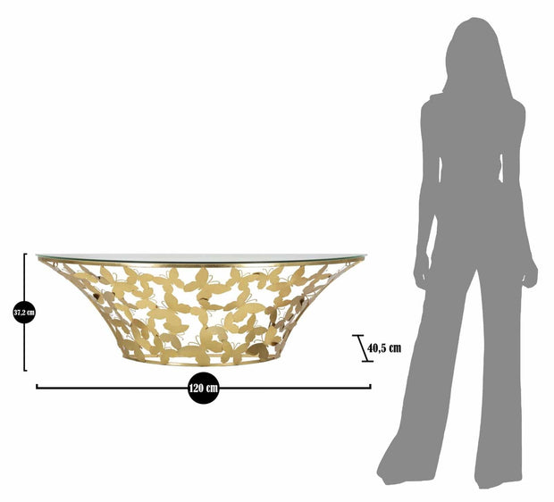 Consola suspendata din metal si sticla, Butterflies Small Auriu, l120xA40,5xH37,2 cm (6)