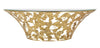 Consola suspendata din metal si sticla, Leaves Auriu, l120xA40,5xH37,2 cm