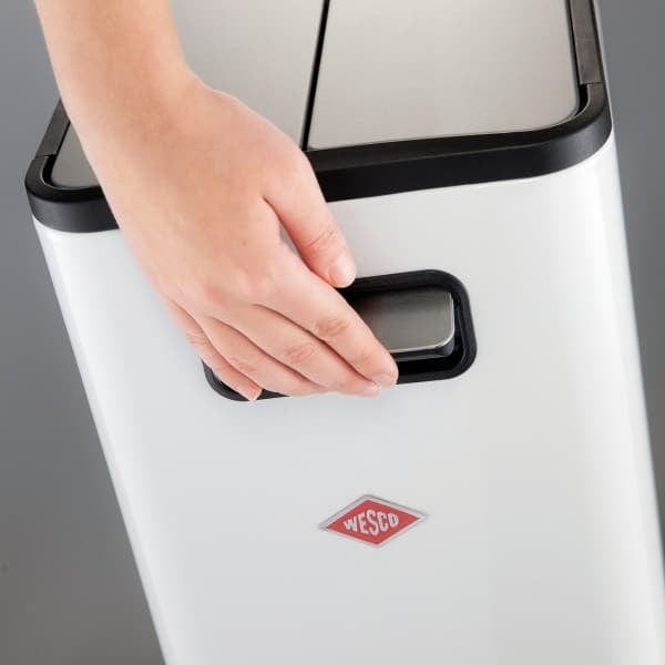 BFSummer Cos de gunoi cu pedala si 2 compartimente, din metal, Big Double Master Rosu, 2x20L, l27,5xA53,2xH66,1 cm