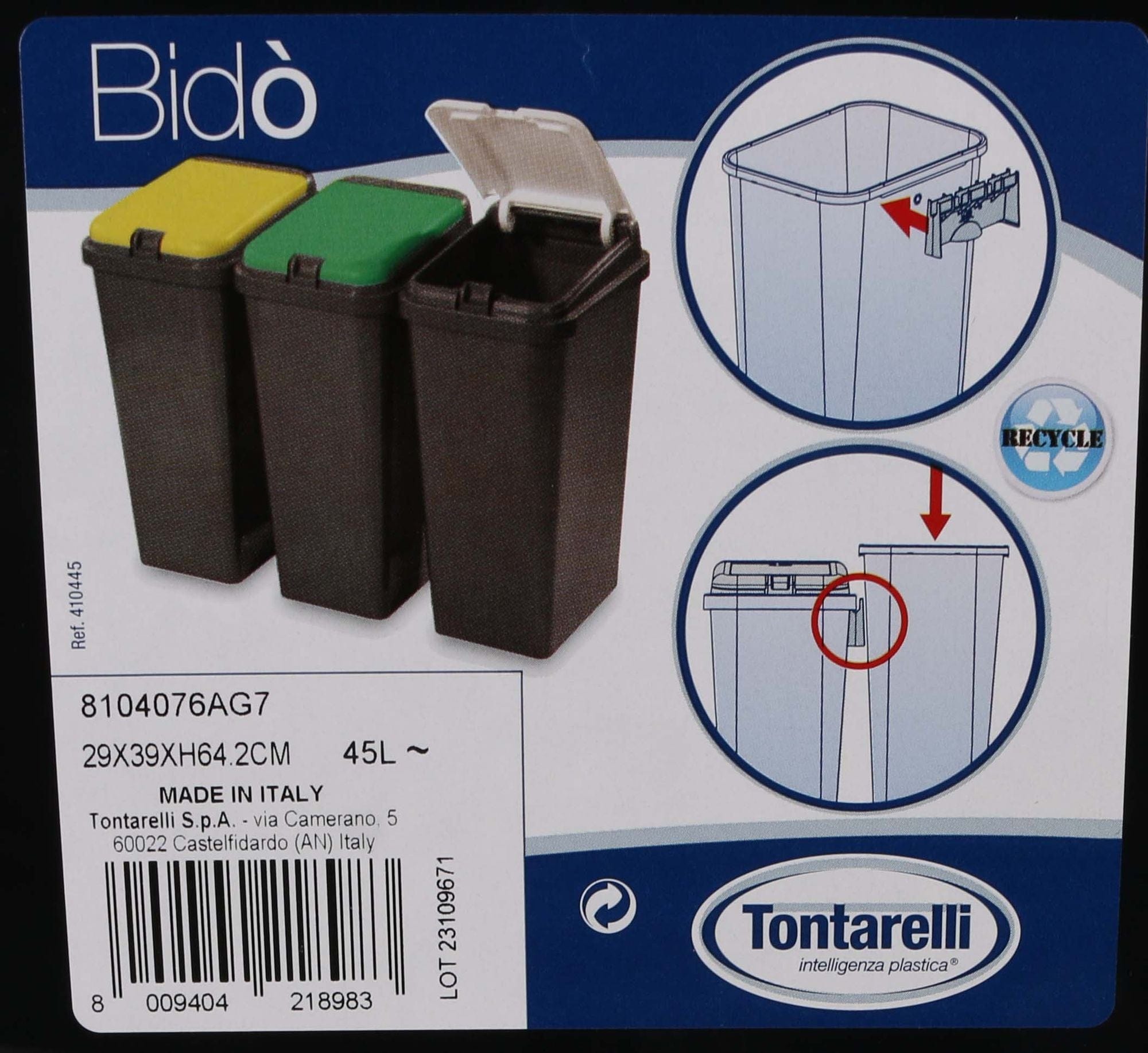 Inde Soler Hispania Cos de gunoi din plastic, Bido Alb, 45L, l38xA29xH65 cm