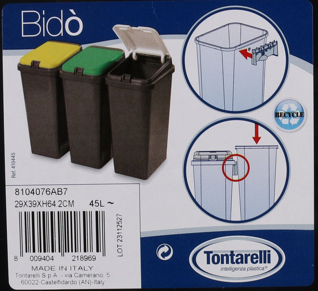 Inde Soler Hispania Cos de gunoi din plastic, Bido Negru / Amber, 45L, l40xA29xH65 cm