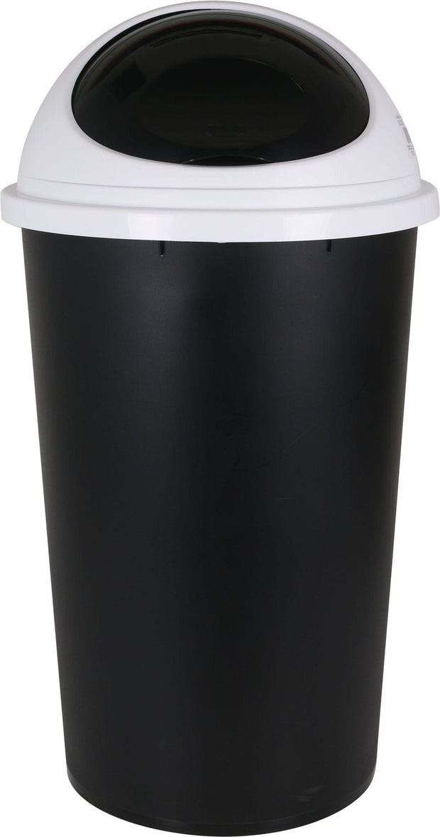 Inde Soler Hispania Cos de gunoi din plastic, Big Hoop Alb / Negru, 45L, Ø39xH72 cm