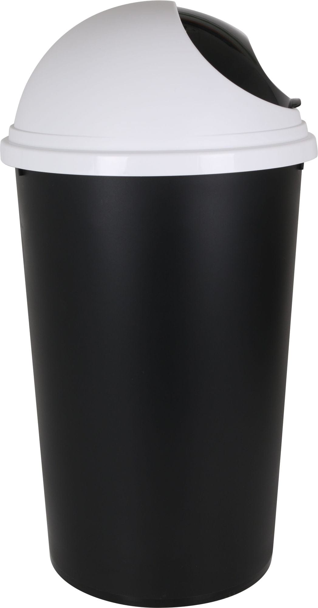 Inde Soler Hispania Cos de gunoi din plastic, Big Hoop Alb / Negru, 45L, Ø39xH72 cm