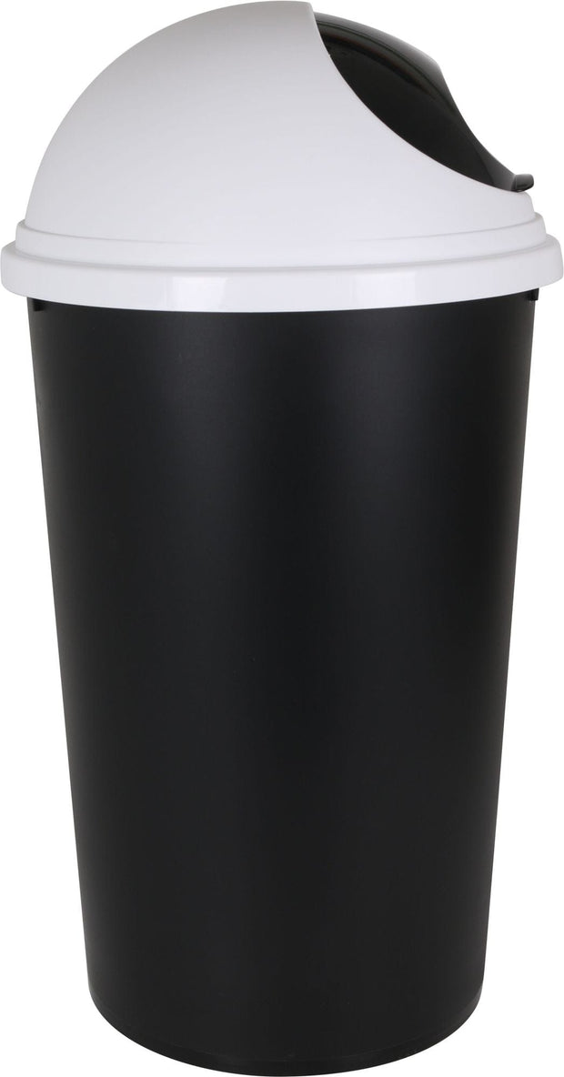 Inde Soler Hispania Cos de gunoi din plastic, Big Hoop Alb / Negru, 45L, Ø39xH72 cm
