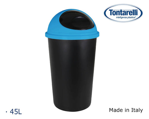 Inde Soler Hispania Cos de gunoi din plastic, Big Hoop Albastru / Negru, 45L, Ø39xH72 cm