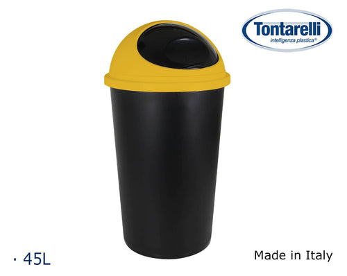 Inde Soler Hispania Cos de gunoi din plastic, Big Hoop Galben / Negru, 45L, Ø39xH72 cm