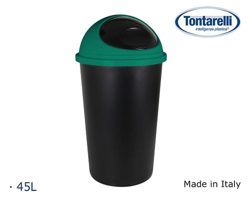 Inde Soler Hispania Cos de gunoi din plastic, Big Hoop Verde / Negru, 45L, Ø39xH72 cm