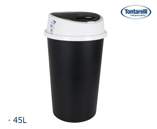 Inde Soler Hispania Cos de gunoi din plastic, Bingo Alb / Negru, 45L, Ø39xH66,5 cm