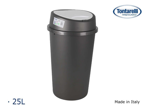 Inde Soler Hispania Cos de gunoi din plastic, Bingo Grafit / Alb, 25L, Ø32xH55 cm