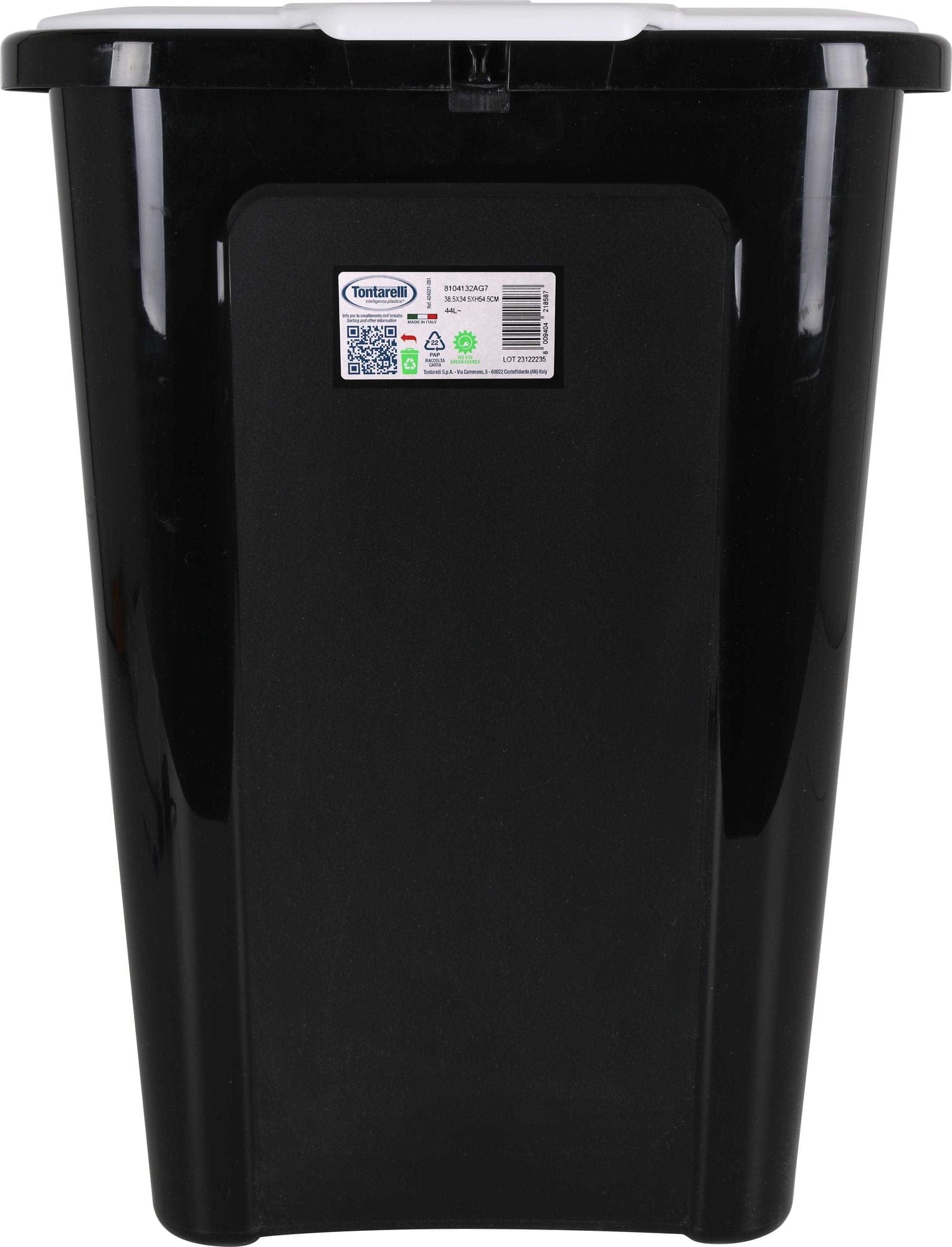 Inde Soler Hispania Cos de gunoi din plastic, Coverline Negru / Alb, 44L, l38,5xA34,5xH54,5 cm