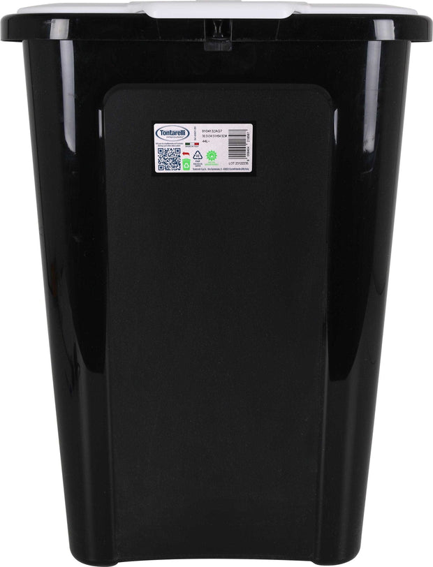 Inde Soler Hispania Cos de gunoi din plastic, Coverline Negru / Alb, 44L, l38,5xA34,5xH54,5 cm