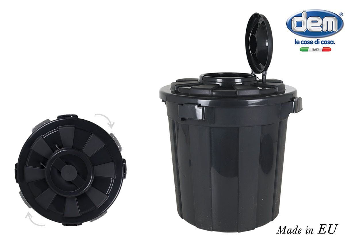 Inde Soler Hispania Cos de gunoi din plastic, Hop Negru, 50L, Ø49,5xH50 cm