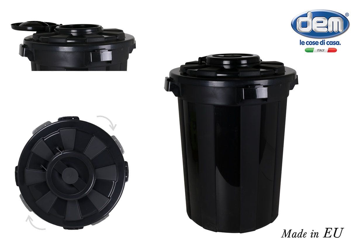 Inde Soler Hispania Cos de gunoi din plastic, Hop Negru, 70L, Ø50xH62 cm