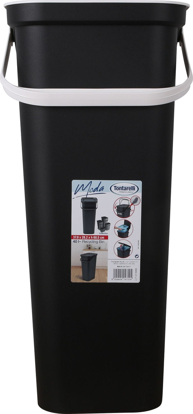 Inde Soler Hispania Cos de gunoi din plastic, Moda Alb / Negru, 38L, l37,8xA28,5xH60,6 cm