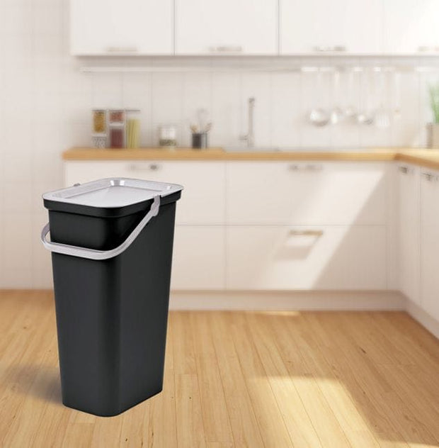 Inde Soler Hispania Cos de gunoi din plastic, Moda Alb / Negru, 38L, l37,8xA28,5xH60,6 cm