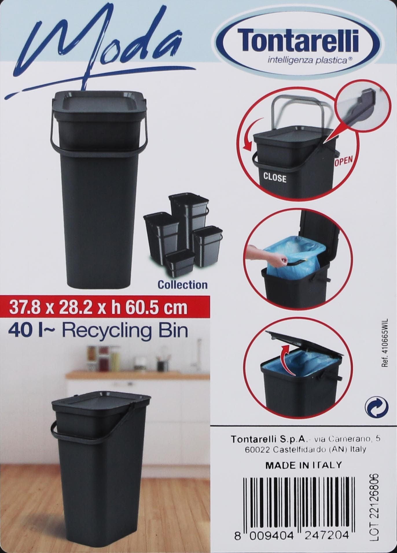 Inde Soler Hispania Cos de gunoi din plastic, Moda Alb / Negru, 38L, l37,8xA28,5xH60,6 cm