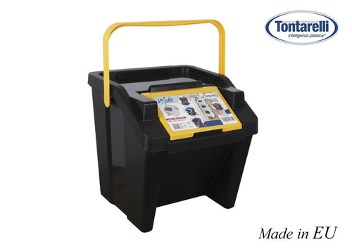 Inde Soler Hispania Cos de gunoi din plastic, Moda Negru / Galben, 28L, l38,2xA37,6xH37 cm