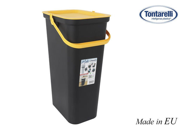 Inde Soler Hispania Cos de gunoi din plastic, Moda Negru / Galben, 38L, l37,8xA28,5xH60,6 cm