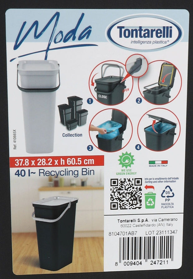 Inde Soler Hispania Cos de gunoi din plastic, Moda Negru / Galben, 38L, l37,8xA28,5xH60,6 cm