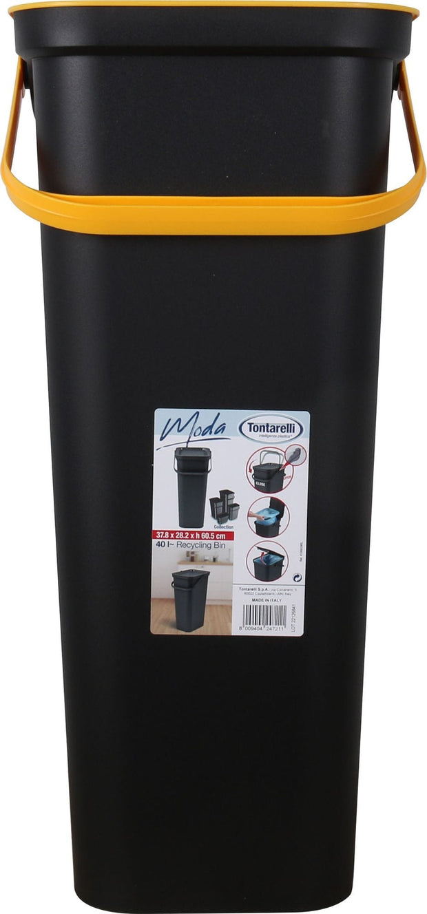 Inde Soler Hispania Cos de gunoi din plastic, Moda Negru / Galben, 38L, l37,8xA28,5xH60,6 cm