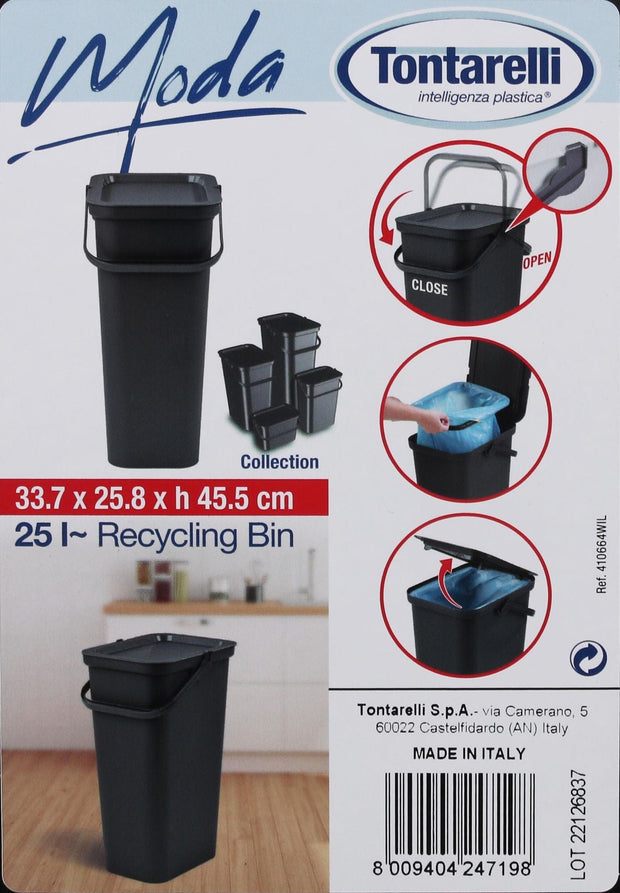 Inde Soler Hispania Cos de gunoi din plastic, Moda Negru / Verde, 24L, l33,7xA26xH45,5 cm