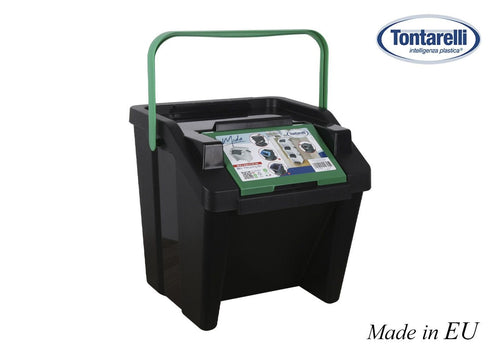 Inde Soler Hispania Cos de gunoi din plastic, Moda Negru / Verde, 28L, l38,2xA37,6xH37 cm