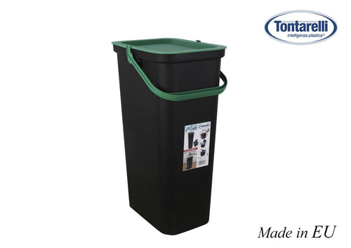 Cos de gunoi din plastic, Moda Negru / Verde, 38L, l37,8xA28,5xH60,6 cm