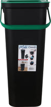 Inde Soler Hispania Cos de gunoi din plastic, Moda Negru / Verde, 38L, l37,8xA28,5xH60,6 cm