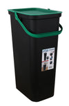 Inde Soler Hispania Cos de gunoi din plastic, Moda Negru / Verde, 38L, l37,8xA28,5xH60,6 cm