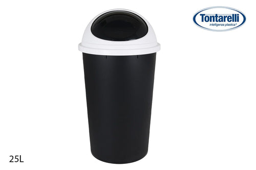 Inde Soler Hispania Cos de gunoi din plastic, Small Hoop Alb / Negru, 25L, Ø32xH59,5 cm