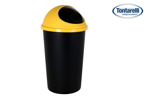 Inde Soler Hispania Cos de gunoi din plastic, Small Hoop Galben / Negru, 25L, Ø32xH59,5 cm